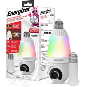 Energizer Smart 2K Light Bulb Security Camera, 1000 Lumens LED Light, 5G&2.4G Wi-Fi Outdoor Socket Camera, Pan Tilt Auto Tracking, White, AI Smart Detection Built-in