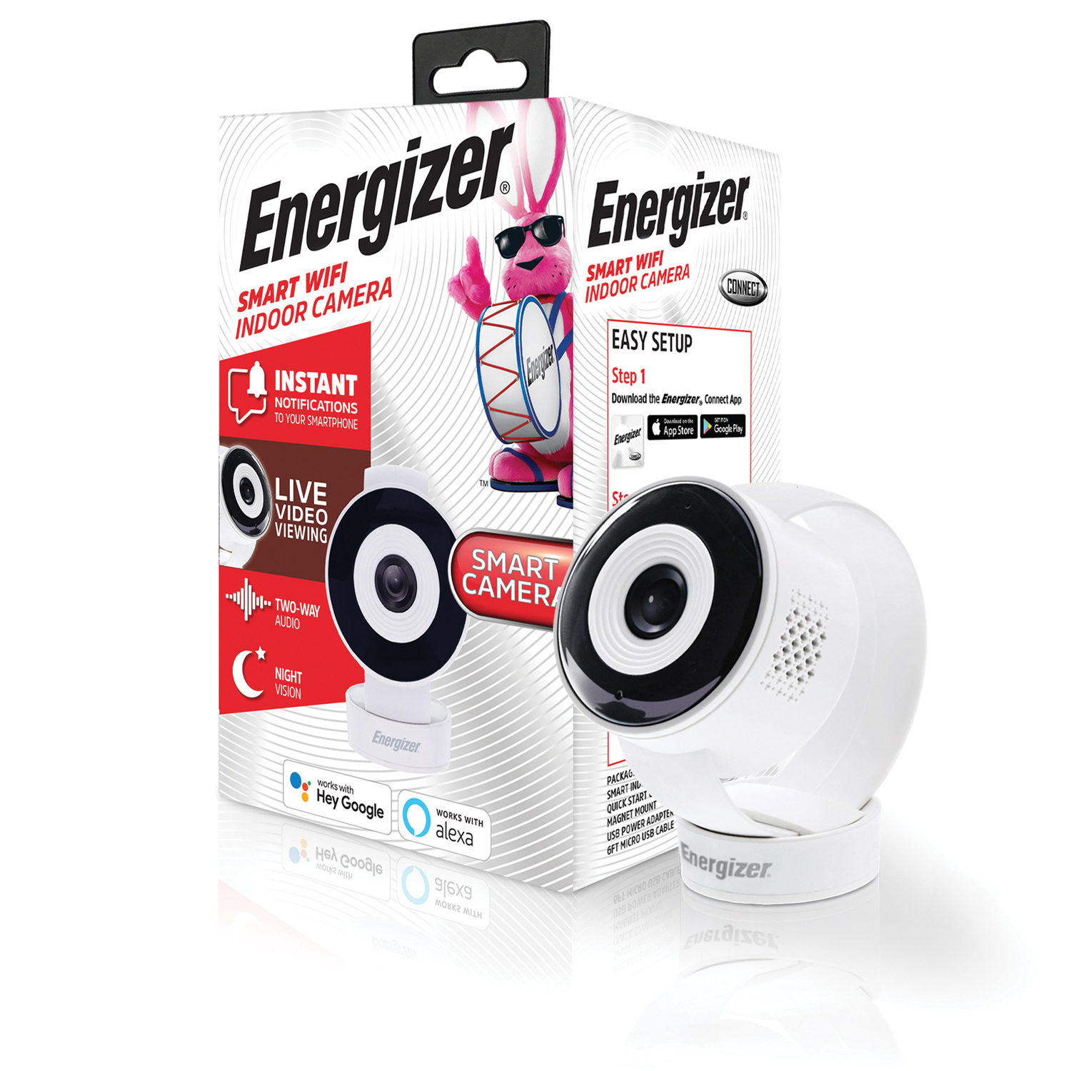 Energizer Smart Wi-Fi 720p Indoor Camera, White, Two Way Audio, Night Vision, Remote Access - image 1 of 10