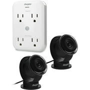 Energizer Smart Wi-Fi Indoor Camera 2-Pack with Smart Wall Tap Outlets, 1080P, Cloud/Micro-SD Card Recording, 2-Way Audio, Night Vision, Remote Access, Motion Alerts, Activity Zones, 2.4GHz Wi-Fi