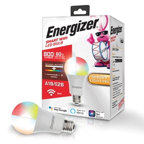 Energizer Smart Wi-Fi Multi-White and Multi-Color LED Light Bulb, 60W, 800 Lumens E26 Base