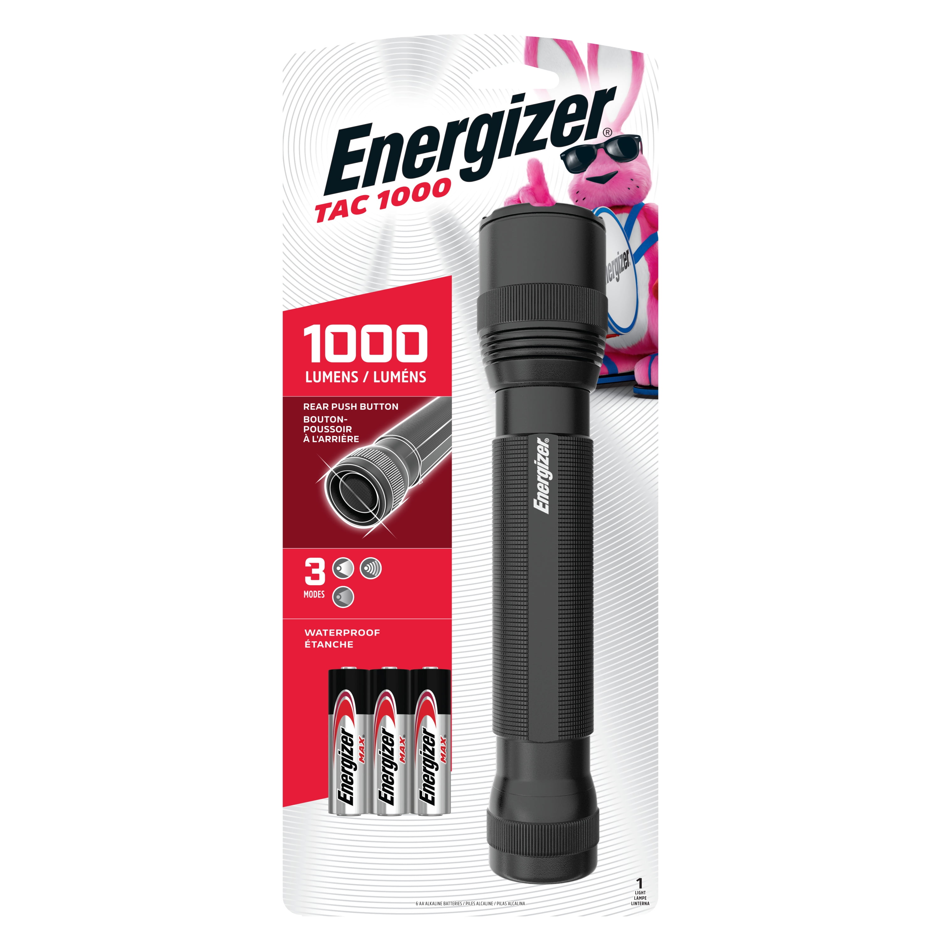  Energizer TacR-1000 LED Tactical Flashlight, Bright  Rechargeable Flashlight for Emergencies and Camping Gear, Water Resistant  Flashlight, USB Included, Pack of 1, Black : Tools & Home Improvement