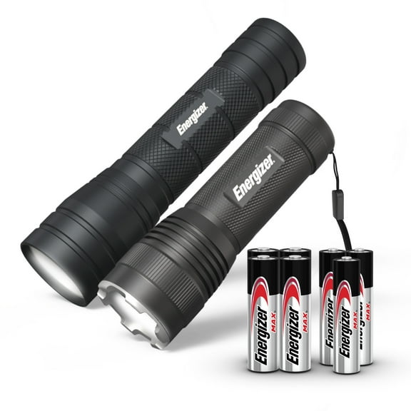 Energizer Flashlight Combo Pack, High Powered 1,000 Lumen Metal Torch Light and Bright 300 Lumen Mini Tactical EDC Flashlight, for Emergency, Camping, Running and Hunting, Batteries Included