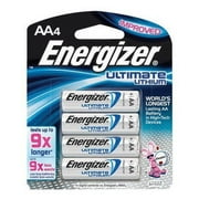 Energizer Ultimate e2 1.5 Volt AA Cylindrical Lithium Battery 4 Per Card