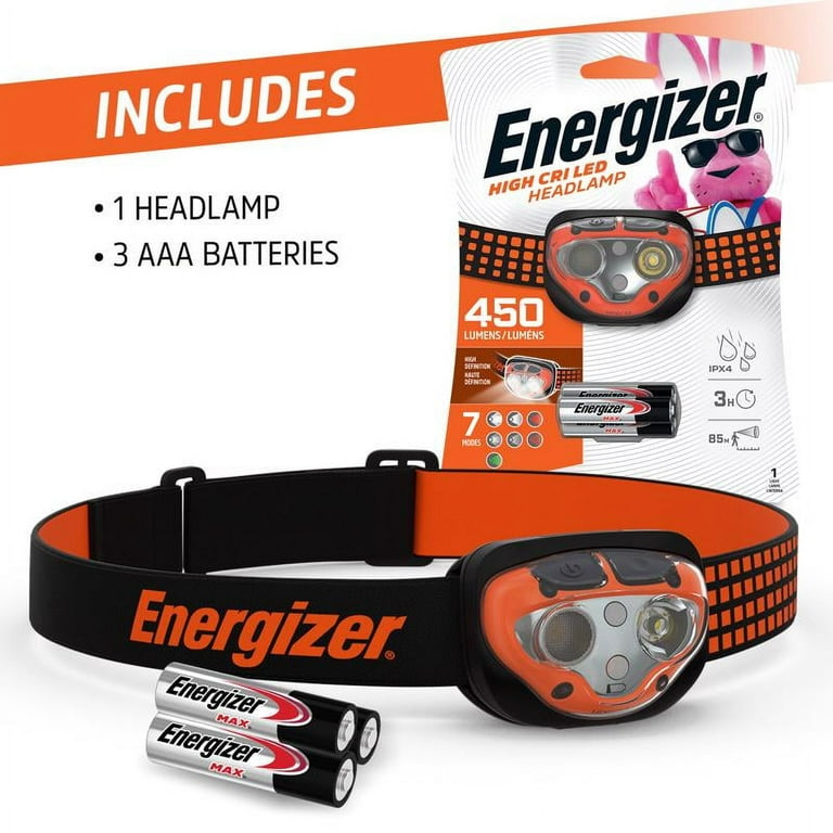 Head 450 High Ultra lm CRI Black/Orange Energizer AAA Battery Vision LED Lamp