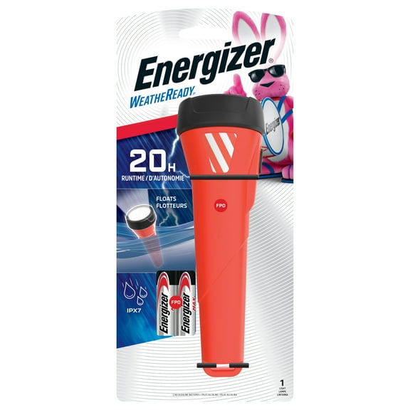 Energizer Waterproof LED Bulb Flashlight, 100 Lumen Weatheready Floating Light, AA Batteries Included