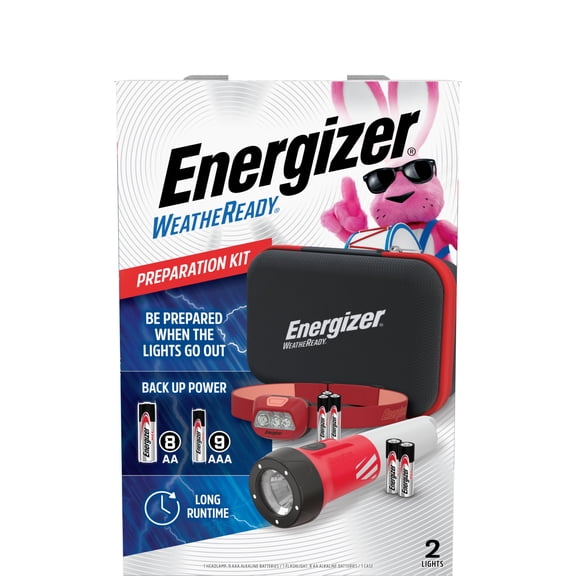 Energizer WeatheReady Power Outage Kit with 2-in-1 LED Lantern Flashlight, Headlamp, Water-Resistant, Backup Batteries, Storage Case