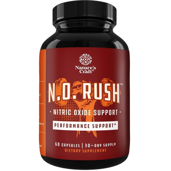 Nature’s Craft Nitric Oxide Supplement, Natural Post and Pre Workout Support Capsules, 60 Count