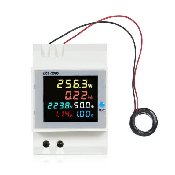 Energy 6 In 1 Digital Single Phase Energy Meter Tester Din Rail AC Monitor Voltage Current Power Factor Active KWH 100A Electricity Usage Monitor