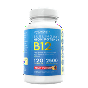 Energy Boosting Vitamin B12 Sublingual: Vegan B-12, 120 Fast Absorption, Fruit Punch Tables