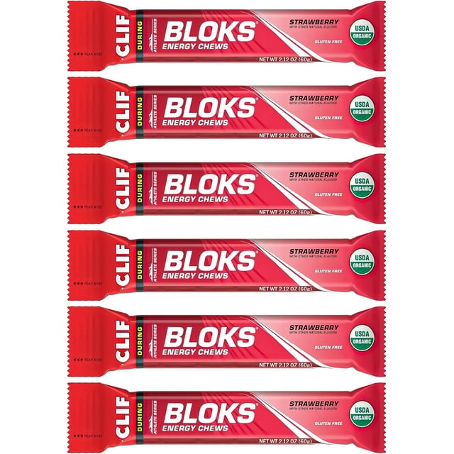 Energy Chews Clif BLOKS (Pack of 6) Strawberry Flavor