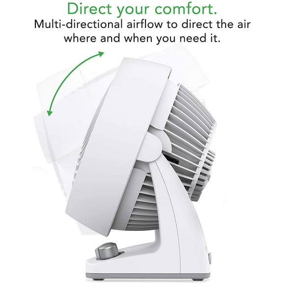 Energy Compact Circulator Fan with Vortex Action, Adjustable Tilt, Quiet Operation, White