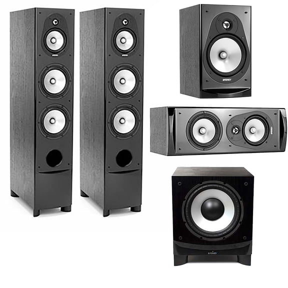 Energy Connoisseur 4.1 Home Theater Pack with 2x CF-70 Floorstanding Speaker, ESW-C10 Subwoofer, CC-10 Center Channel Speaker and CB-20 Bookshelf Speaker, Black
