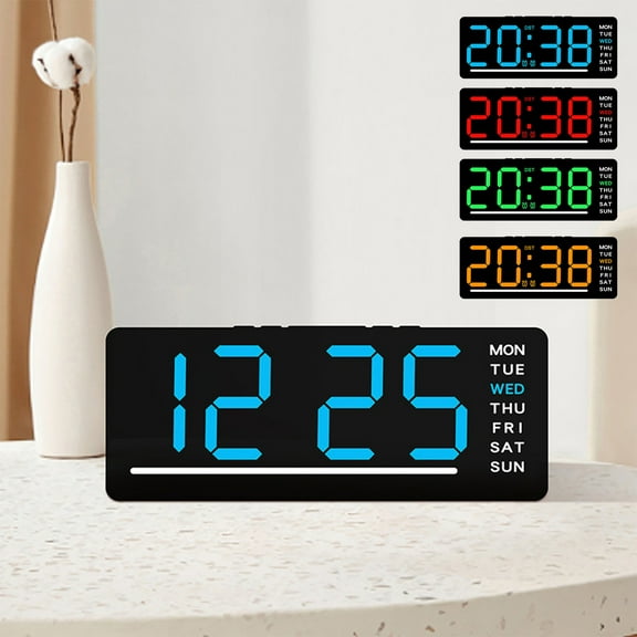 Energy Efficient Digital Alarm Clock - Dual Power Input Temperature Monitoring Sleek Desktop Design