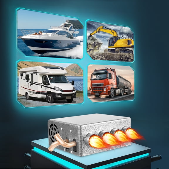 Energy-Efficient Under Dash Car Heater, 12V Cooling System Powered, No Fuel Consumption, Adjustable Airflow, Easy Installation for Trucks & Minivans