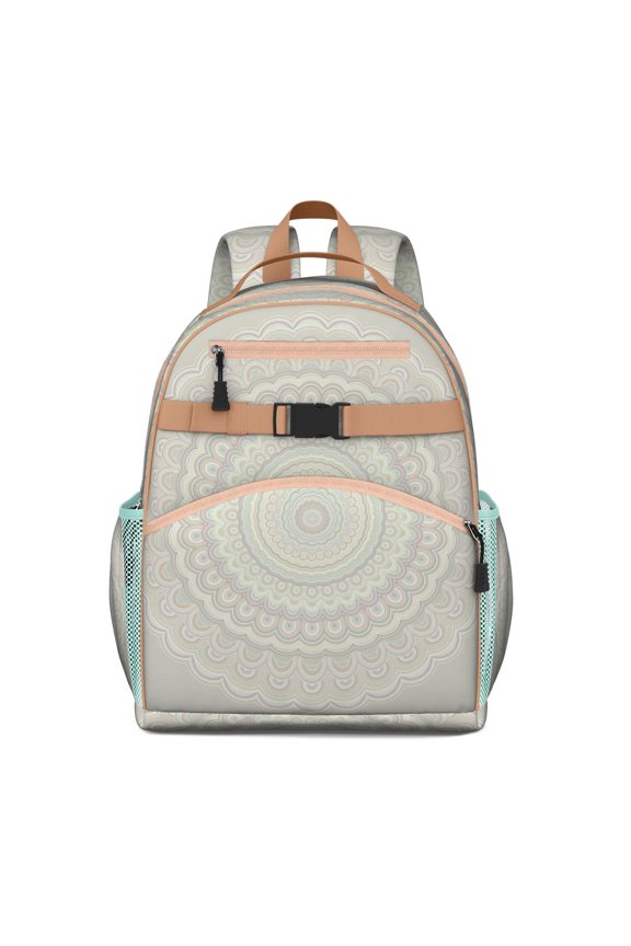 Energy Emotional Mandala Pattern School Backpack Lightweight Adjustable Straps Chest Buckle Spacious Durable Bookbag For Elementary Student