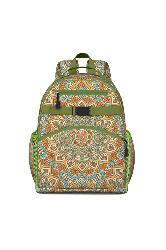 Energy Emotional Mandala Student Backpack Spacious Adjustable Padded Straps Chest Buckle Lightweight Durable School Backpack