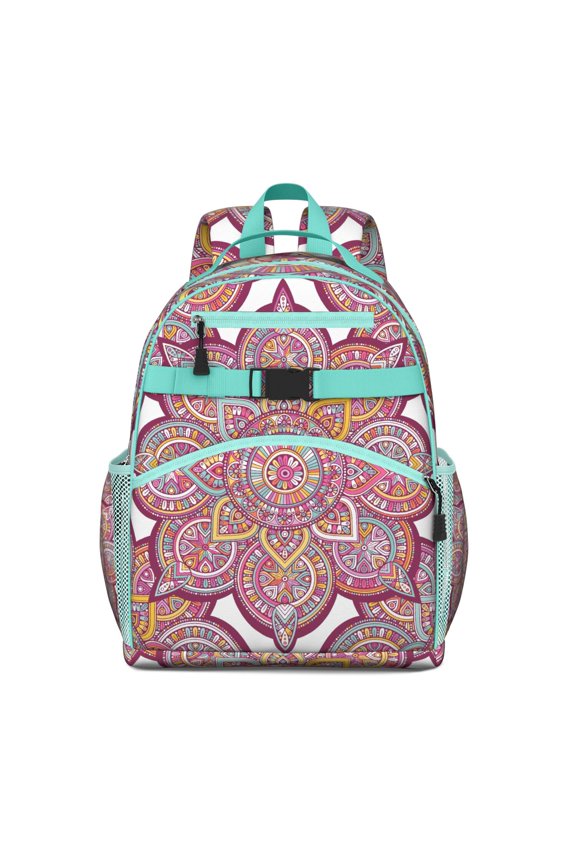 Energy Emotional Mandala Student Backpack Spacious Adjustable Padded Straps Chest Buckle Lightweight Durable School Backpack