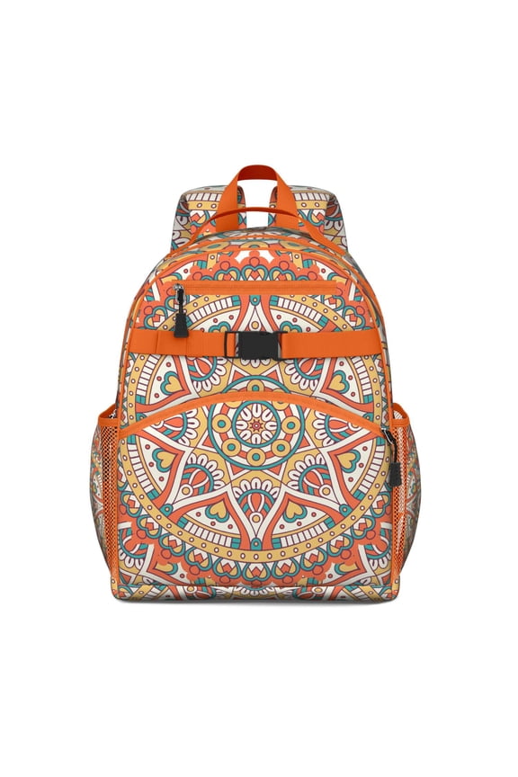 Energy Emotional Mandala Student Backpack Spacious Adjustable Padded Straps Chest Buckle Lightweight Durable School Backpack
