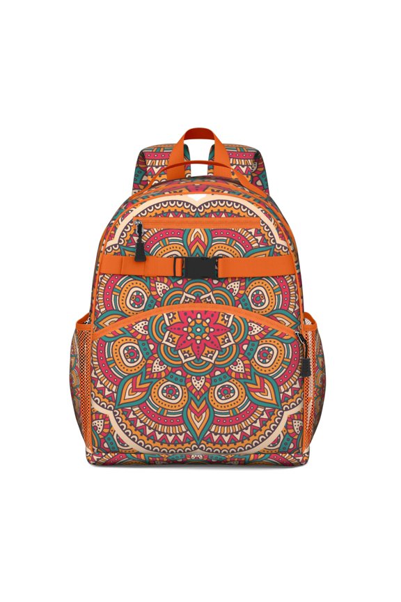 Energy Emotional Mandala Student Backpack Spacious Adjustable Padded Straps Chest Buckle Lightweight Durable School Backpack