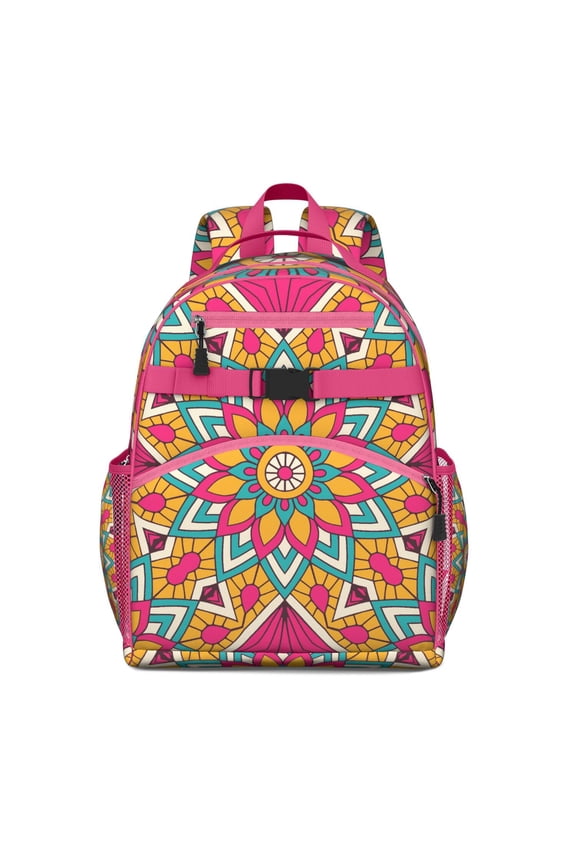Energy Emotional Mandala Student Backpack Spacious Adjustable Padded Straps Chest Buckle Lightweight Durable School Backpack