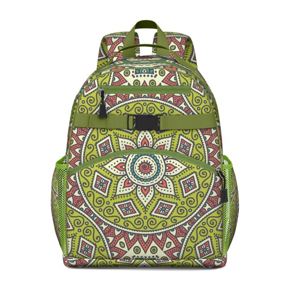 Energy Emotional Mandala Student Backpack Spacious Adjustable Padded Straps Chest Buckle Lightweight Durable School Backpack