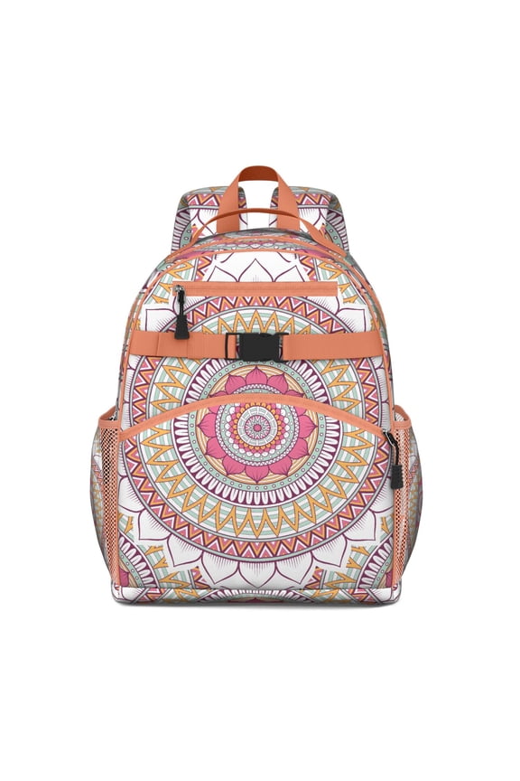 Energy Emotional Mandala Student Backpack Spacious Adjustable Padded Straps Chest Buckle Lightweight Durable School Backpack