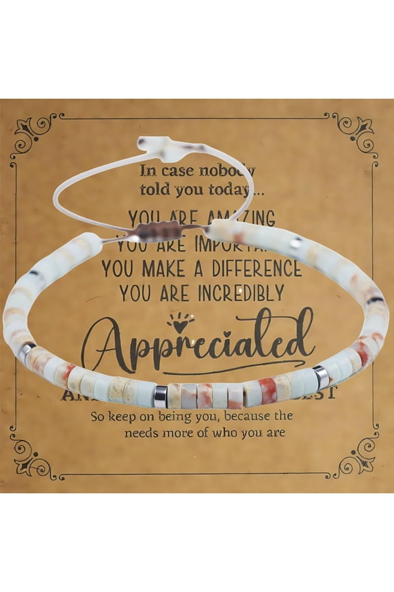 Energy Encourage Bracelet,Inspirational Stone Small Beaded Bracelets -Thinking of You, Get Well Positive Gifts for Mom,Sister,Wife,Husband (Dark)