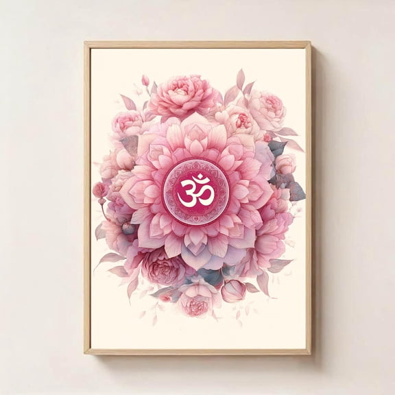 Energy Infused Om Floral Symbol Spiritual Yoga Meditation Art, Unframed Paper Poster 8x10in