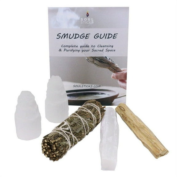 Energy Kit Mugwort Energy Cleansing Smudge Kit with Organic Mugwort, Palo Santo, Selenite Wand & Crystal Towers | Home Cleansing Kit for Negative Energy Spaces