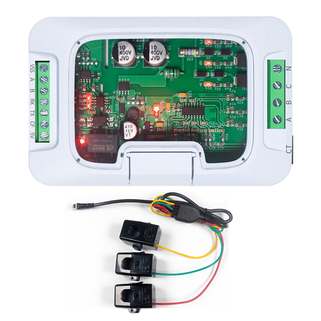 Energy Meter Wattmeter Clear View DIN Rail 100A AC 220/380V Modbus Power Monitor Three Phase AC Energy Meter Module