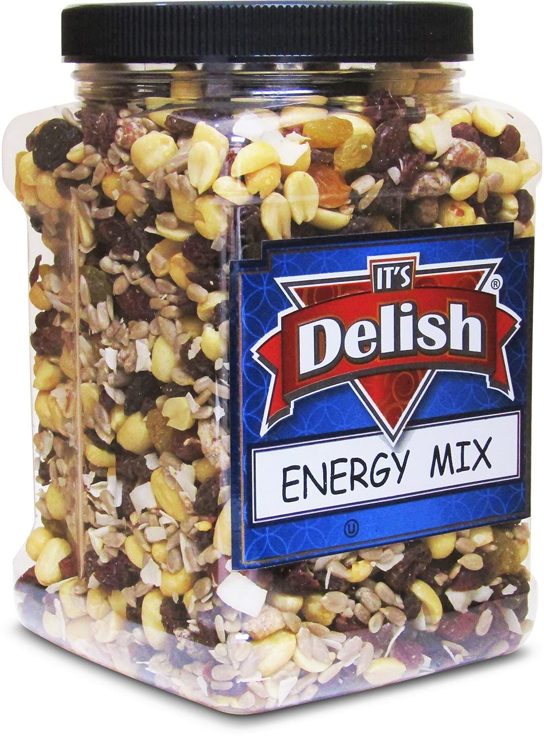 Energy Mix Fruit And Nut Trail Mix By Its Delish  2.5 Lbs 40 Oz Jumbo Reusable Container Jar  Energy Boost With Proteins, Fibers, And Vitamins With Mixed Nuts & Dried Fruits  Great Snack For...