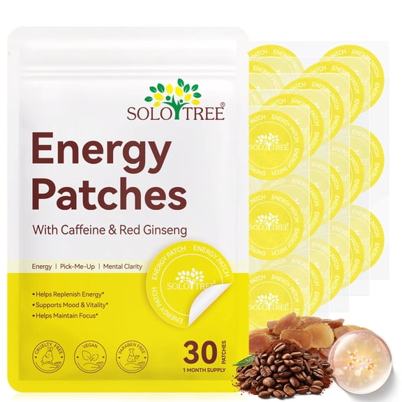 Energy Patches, with Red Ginseng & Vitamin B Complex, Easy & Discreet Patch, 30 Patches