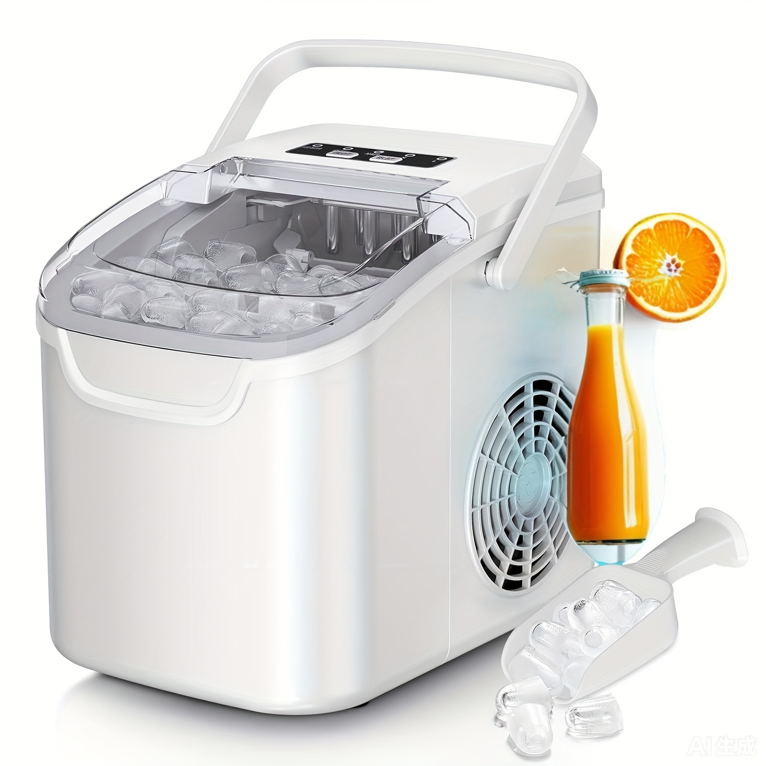 Energy-Saving Countertop Mini Ice Maker (White/Black) - 8 Cubes/6 Mins ...