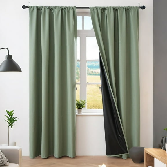 Energy Saving Curtains Thermal Insulating Solid Color Silk Fabric with Blackout Lining for Privacy and Light Control Ideal for Modern Home Decor and Scandinavian Style Interiors Akmoler