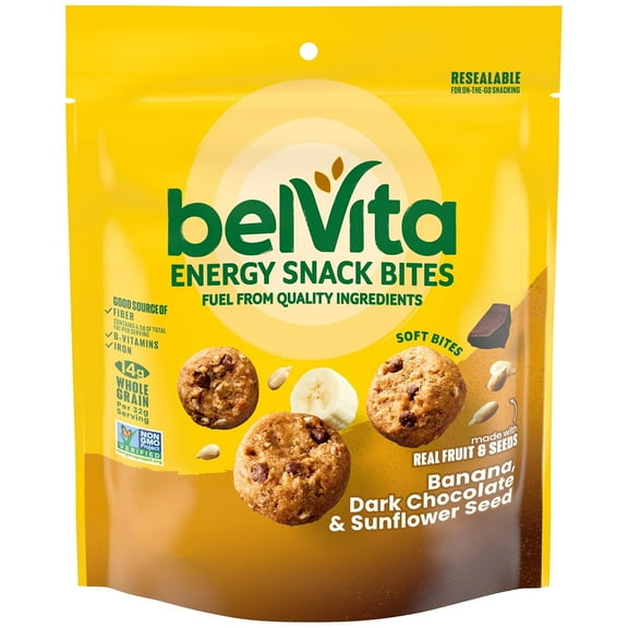 Energy Snack Bites, Banana, Dark Chocolate and Sunflower Seed, 5 oz Bag