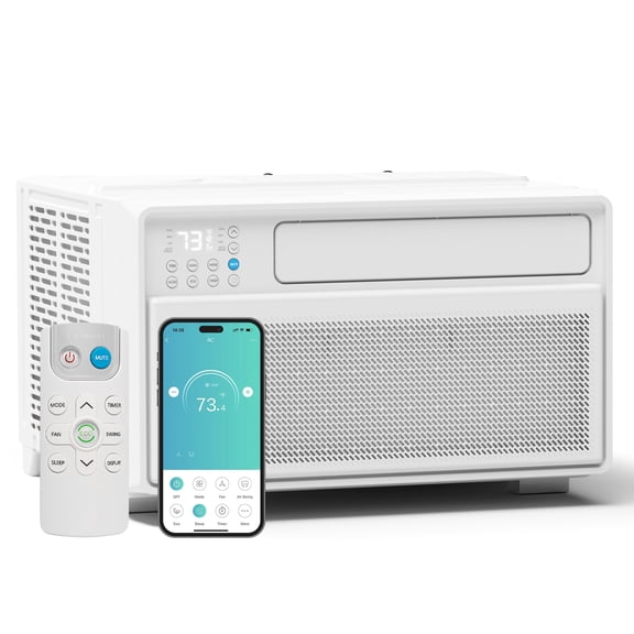 Energy Star 10000 BTU WiFi Inverter Window Air Conditioner: Cools 440 sq. ft., Ultra Quiet, Remote Control, ECO Mode/24-Hour Timer/Auto Restart, Easy Installation
