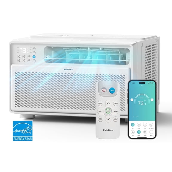Energy Star 10000 BTU Window AC with WiFi & Inverter Ultra Quiet Operation, Easy Installation, Covers 440 sq. ft., Remote Control, ECO/24-Hour Timer/Auto Restart