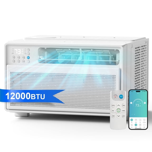 Energy Star Window Air Conditioner,12000 BTU 520 sq ft. Air Conditioner Window unit with Wifi Inverter Ac, Remote Control, Ultra Quiet & Easy Installation, ECO/24 Timer/Auto Restart