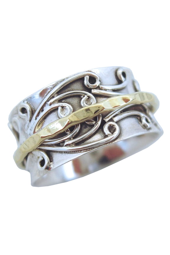 925 Sterling Silver Radha Meditation Spinner Ring (US05) (5.5)