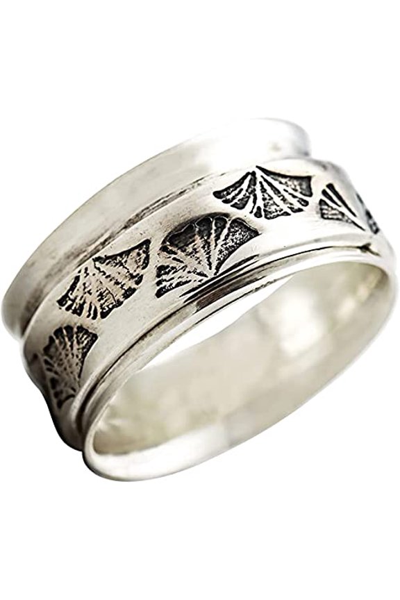 Ginkgo Healer Sterling Silver Meditation Spinner Ring (7)