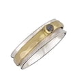 thumbnail image 1 of Energy Stone Teachers Ring Single Labradorite Cabochon Sterling Silver Meditation Spinner Ring (Style US70) (7.5), 1 of 5