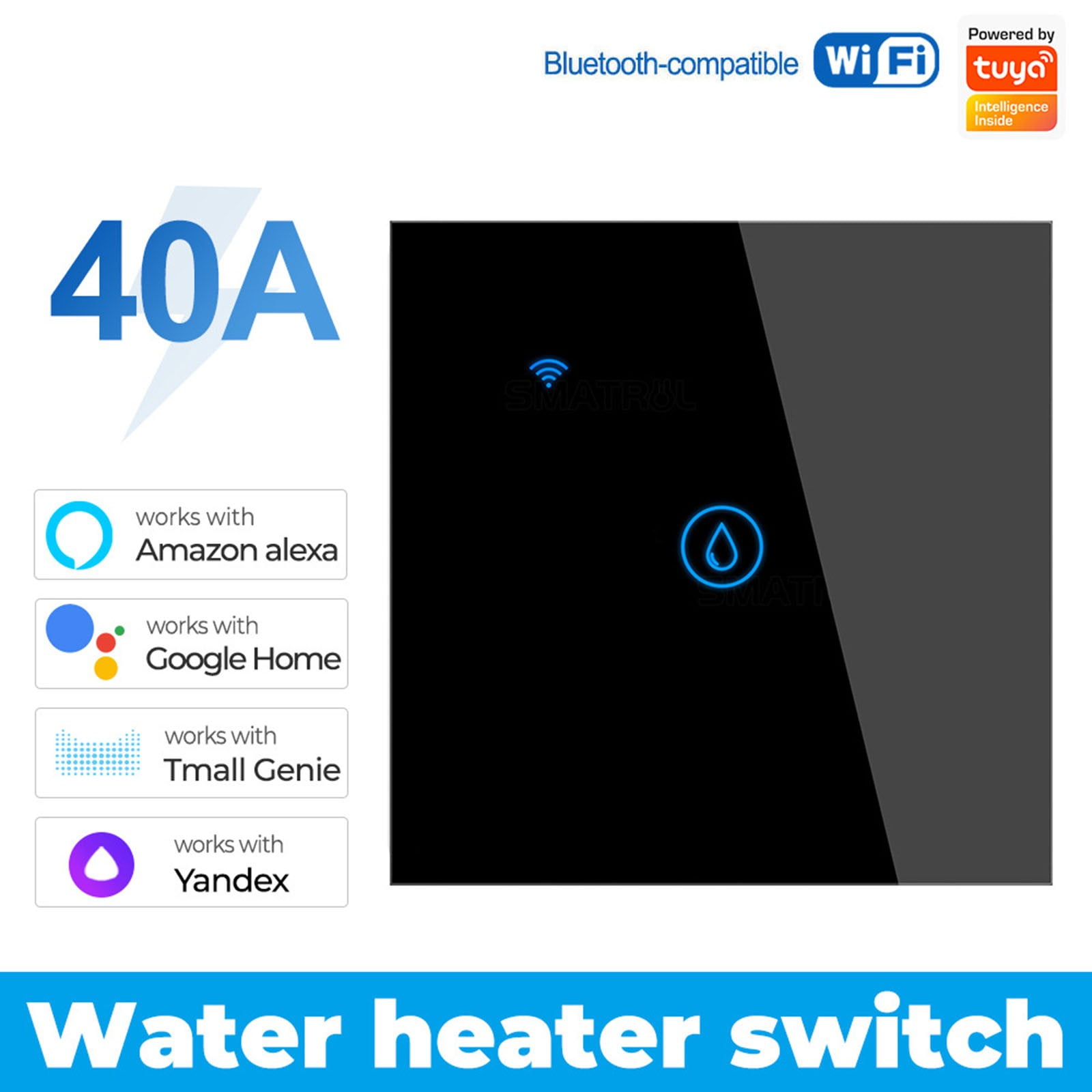 Energy Tracking Water Heater Switch Voice Control Black