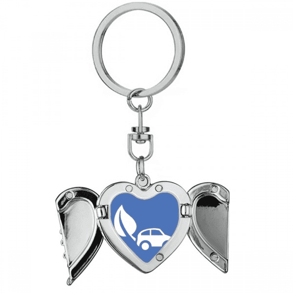 Energy Vehicles Protect Environment Pattern Heart Angel Wing Key Chain Holder