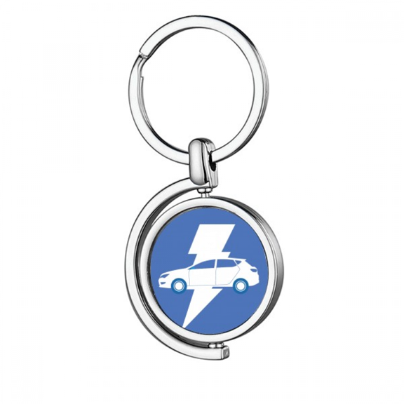 Energy Vehicles Protect Environment Pattern Rotating Keychain Metal Keyring Holder