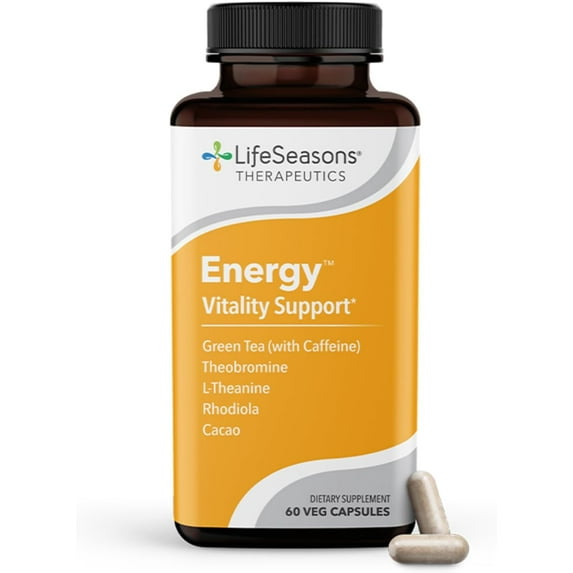 LifeSeasons Energy - Vitality Support - Energy Booster for Physical and Cognitive Strength - No Jitters - Increases Stamina - Contains Green Tea and L-Theanine - 60 Count (Pack of 1)