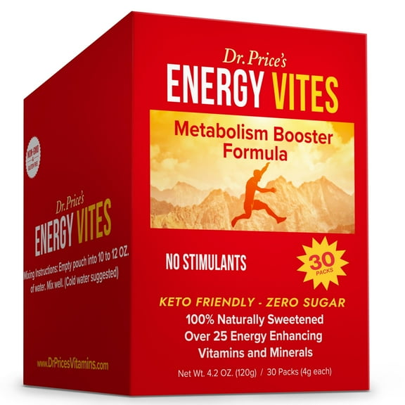 Dr. Prices Energy Vites 30 Packets | Amino Acids & Vitamin B12 | Pre-Workout & Daily Use Sugar-Free Energy Powder
