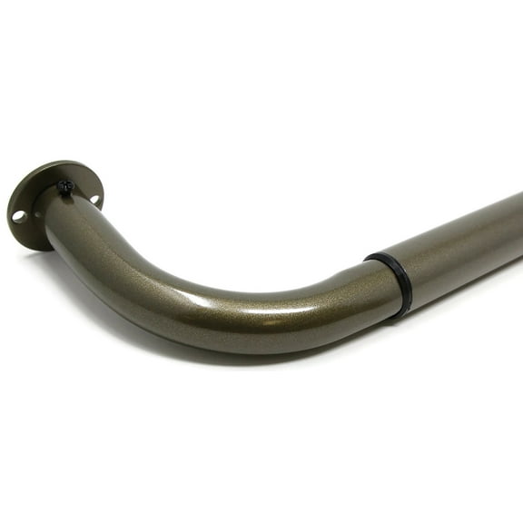 Urbanest Energy Saving Wrap Around Black Out Room Darkening Adjustable Window Curtain Metal Rod Set Heavy Duty, 1" Diameter, Antique Gold, 84"-120"