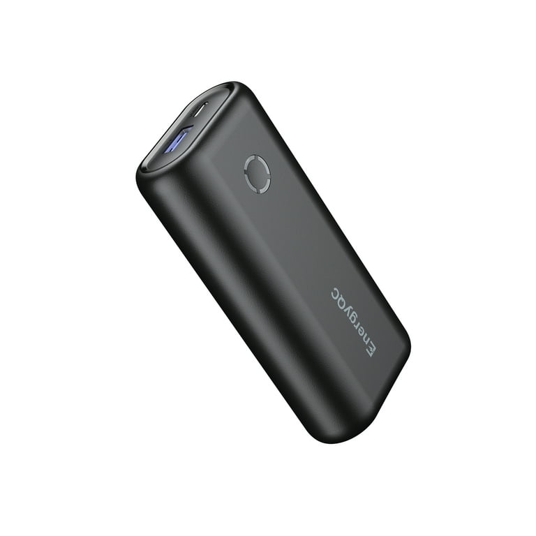 EnergyQC 10000mAh Power Bank Mini Portable Charger Fast Charging Battery  Pack with USB Cable for Phone, Black