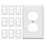 Enerlites 1-Gang 4.50" x 2.76" Duplex Wall Plates Kit, Electrical Outlet Covers, White, 10pcs