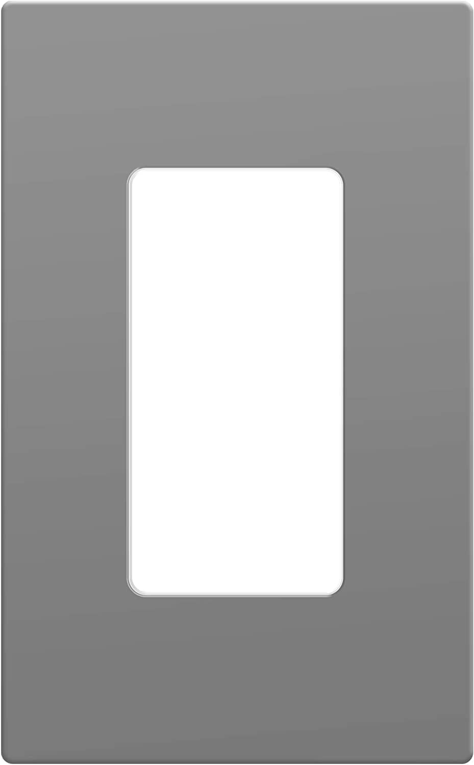 Gray Polycarbonate Screwless 1-Gang Decorator Wall Plate